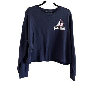 Polo by Ralph Lauren Navy Sweatshirt with Red and White Logo